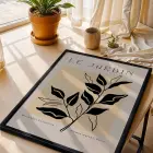 Minimalist Jardin Dalı Siyah Ahşap Çerçeveli Tablo Oturma Odası Duvar Dekoru Poster Obje