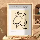 Minimalist Botanik Limon Doğal Ahşap Çerçeveli Tablo Bohem Görünümlü Salon Oturma Odası Duvar