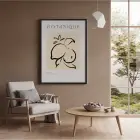 Minimalist Botanik Limon Siyah Ahşap Çerçeveli Tablo Bohem Dekorasyonu Poster Obje Ev Aksesuarları