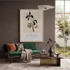 Soyut Şeftali Dalı Doğal Ahşap Çerçeveli Tablo Kanvas Görünümlü Salon Oturma Odası Duvar