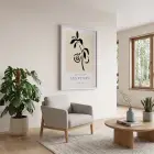 Soyut Şeftali Dalı Beyaz Ahşap Çerçeveli Tablo Yatak Koridor Ofis Kanvas Görünümlü Salon
