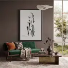 Organik Siyah Çizgiler Ahşap Çerçeveli Tablo Koridor Ofis Kanvas Görünümlü Salon Oturma Odası