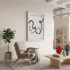 Akışkan Siyah Altın Soyut Beyaz Ahşap Çerçeveli Tablo Görünümlü Salon Oturma Odası Duvar