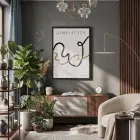 Akışkan Siyah Altın Soyut Ahşap Çerçeveli Tablo Yatak Koridor Ofis Kanvas Görünümlü Salon