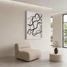 Altın Siyah Soyut Dalgalar Beyaz Ahşap Çerçeveli Tablo Dekoratif Obje Ev Aksesuarları Modern