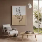 İki Tonlu Minimalist Yaprak Doğal Ahşap Çerçeveli Tablo Kanvas Görünümlü Salon Oturma Odası