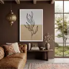 İki Tonlu Minimalist Yaprak Beyaz Ahşap Çerçeveli Tablo Dekoratif Obje Ev Aksesuarları Modern