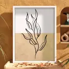 İki Tonlu Minimalist Yaprak Beyaz Ahşap Çerçeveli Tablo Dekoratif Obje Ev Aksesuarları Modern