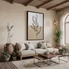 İki Tonlu Minimalist Yaprak Siyah Ahşap Çerçeveli Tablo Ev Aksesuarları Modern Sanat İç