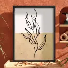 İki Tonlu Minimalist Yaprak Siyah Ahşap Çerçeveli Tablo Ev Aksesuarları Modern Sanat İç