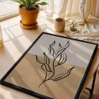 İki Tonlu Minimalist Yaprak Siyah Ahşap Çerçeveli Tablo Ev Aksesuarları Modern Sanat İç