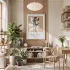 Toprak Tonlu Jardin Sanatı Doğal Ahşap Çerçeveli Tablo Ofis Kanvas Görünümlü Salon Oturma