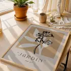 Toprak Tonlu Jardin Sanatı Doğal Ahşap Çerçeveli Tablo Ofis Kanvas Görünümlü Salon Oturma
