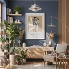 Toprak Tonlu Jardin Sanatı Beyaz Ahşap Çerçeveli Tablo Ofis Kanvas Görünümlü Salon Oturma