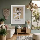 Toprak Tonlu Jardin Sanatı Beyaz Ahşap Çerçeveli Tablo Ofis Kanvas Görünümlü Salon Oturma