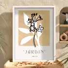 Toprak Tonlu Jardin Sanatı Beyaz Ahşap Çerçeveli Tablo Ofis Kanvas Görünümlü Salon Oturma