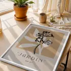 Toprak Tonlu Jardin Sanatı Beyaz Ahşap Çerçeveli Tablo Ofis Kanvas Görünümlü Salon Oturma