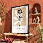 Toprak Tonlu Jardin Sanatı Siyah Ahşap Çerçeveli Tablo Ofis Kanvas Görünümlü Salon Oturma