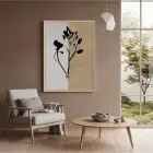 Bölmeli Botanik Çizgiler Doğal Ahşap Çerçeveli Tablo Bohem Salon Oturma Odası Duvar Dekoru