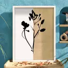 Bölmeli Botanik Çizgiler Beyaz Ahşap Çerçeveli Tablo Bohem Görünümlü Salon Oturma Odası Duvar