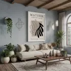 Matisse Soyut Kesik Figür Beyaz Ahşap Çerçeveli Tablo Dekorasyonu Poster Obje Ev Aksesuarları