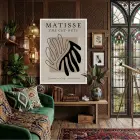 Matisse Soyut Kesik Figür Beyaz Ahşap Çerçeveli Tablo Dekorasyonu Poster Obje Ev Aksesuarları