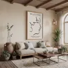 Minimalist Yüz Profili Doğal Ahşap Çerçeveli Tablo Ofis Kanvas Görünümlü Salon Oturma Odası