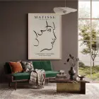 Minimalist Yüz Profili Doğal Ahşap Çerçeveli Tablo Ofis Kanvas Görünümlü Salon Oturma Odası