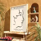 Minimalist Yüz Profili Doğal Ahşap Çerçeveli Tablo Ofis Kanvas Görünümlü Salon Oturma Odası