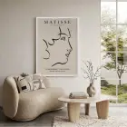 Minimalist Yüz Profili Beyaz Ahşap Çerçeveli Tablo Kanvas Görünümlü Salon Oturma Odası Duvar