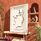 Minimalist Yüz Profili Beyaz Ahşap Çerçeveli Tablo Kanvas Görünümlü Salon Oturma Odası Duvar