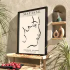 Minimalist Yüz Profili Siyah Ahşap Çerçeveli Tablo Dekoratif Obje Ev Aksesuarları Modern Sanat