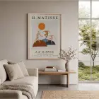 Matisse Dinamik Dans Kompozisyonu Doğal Ahşap Çerçeveli Tablo Oturma Odası Duvar Dekoru Poster