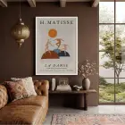 Matisse Dinamik Dans Kompozisyonu Beyaz Ahşap Çerçeveli Tablo Dekorasyonu Poster Obje Ev Aksesuarları