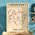 Matisse Soyut Yüzler Çizim Doğal Ahşap Çerçeveli Tablo Koridor Ofis Kanvas Görünümlü Salon