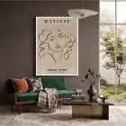 Matisse Soyut Yüzler Çizim Beyaz Ahşap Çerçeveli Tablo Duvar Dekoru Poster Obje Ev