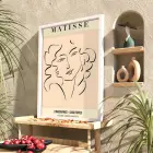 Matisse Soyut Yüzler Çizim Beyaz Ahşap Çerçeveli Tablo Duvar Dekoru Poster Obje Ev