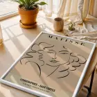 Matisse Soyut Yüzler Çizim Beyaz Ahşap Çerçeveli Tablo Duvar Dekoru Poster Obje Ev