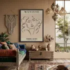 Matisse Soyut Yüzler Çizim Siyah Ahşap Çerçeveli Tablo Obje Ev Aksesuarları Modern Sanat