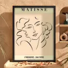 Matisse Soyut Yüzler Çizim Siyah Ahşap Çerçeveli Tablo Obje Ev Aksesuarları Modern Sanat