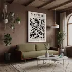 Siyah Botanik Kesitler Beyaz Ahşap Çerçeveli Tablo Bohem Görünümlü Salon Oturma Odası Duvar