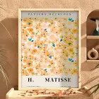 Matisse Turuncu Çiçek Düzeni Doğal Ahşap Çerçeveli Tablo Bohem Obje Ev Aksesuarları Modern