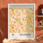 Matisse Turuncu Çiçek Düzeni Beyaz Ahşap Çerçeveli Tablo Bohem Odası Duvar Dekoru Poster