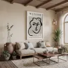 Matisse Çizgi Sanatı Beyaz Ahşap Çerçeveli Tablo Modern Sanat İç Mekan Yatak Koridor