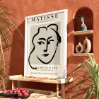 Matisse Çizgi Sanatı Beyaz Ahşap Çerçeveli Tablo Modern Sanat İç Mekan Yatak Koridor
