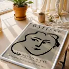 Matisse Çizgi Sanatı Beyaz Ahşap Çerçeveli Tablo Modern Sanat İç Mekan Yatak Koridor