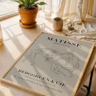 Matisse Dans Çizgi Sanatı Doğal Ahşap Çerçeveli Tablo Sanat İç Mekan Yatak Koridor