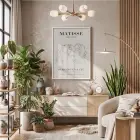 Matisse Dans Çizgi Sanatı Beyaz Ahşap Çerçeveli Tablo Salon Oturma Odası Duvar Dekoru