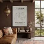 Matisse Dans Çizgi Sanatı Beyaz Ahşap Çerçeveli Tablo Salon Oturma Odası Duvar Dekoru