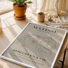 Matisse Dans Çizgi Sanatı Beyaz Ahşap Çerçeveli Tablo Salon Oturma Odası Duvar Dekoru